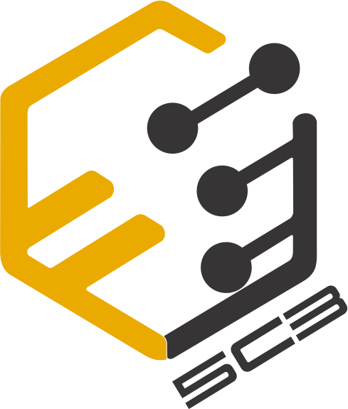 Sello logo principal SCB Comercial - 5C3. Somos líderes en seguridad y exhibición de productos en puntos de venta.